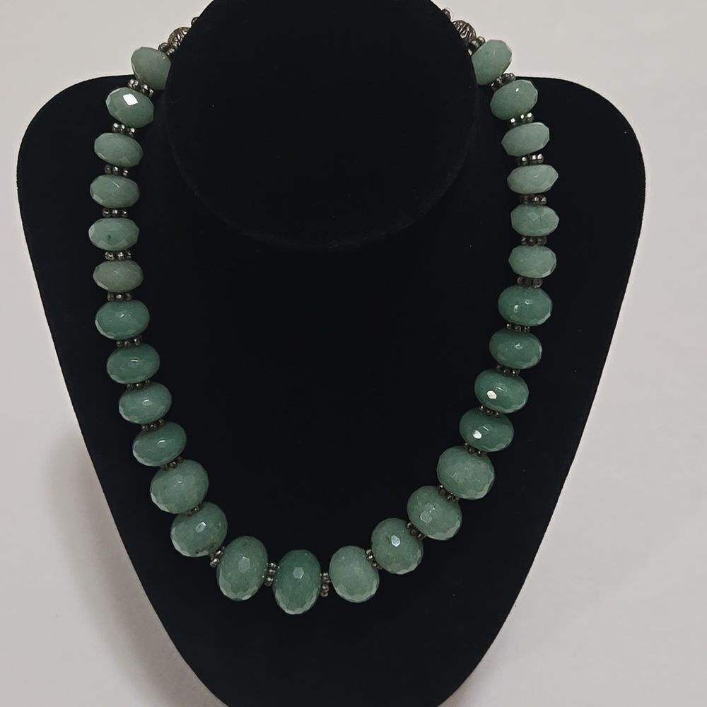 Heavy Natural Green Jade Necklace